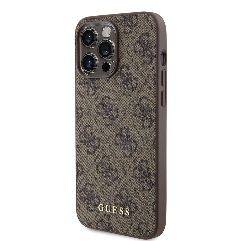 Husa pentru Apple iPhone 15 Pro Max, Guess, 4G Metal Gold Logo, Maro