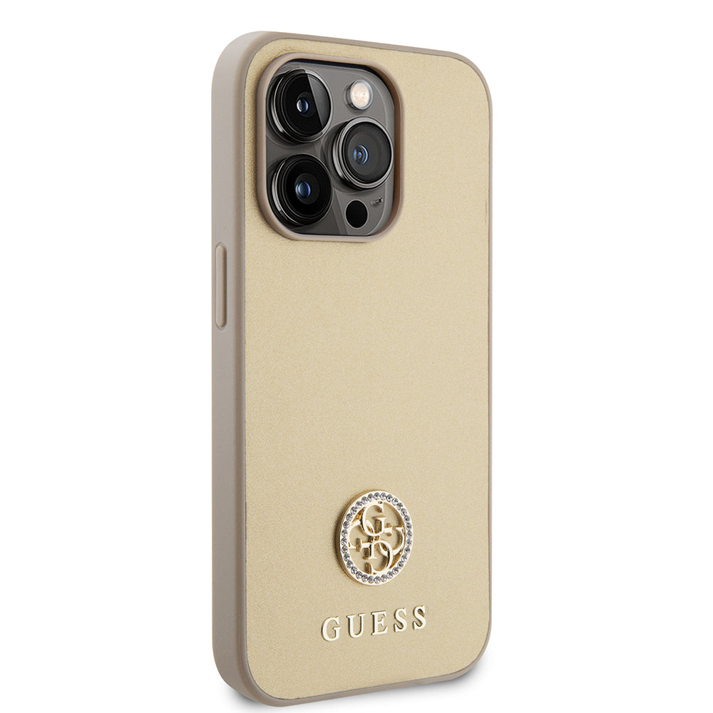Husa pentru Apple iPhone 15 Pro Max, Guess, 4G Strass Metal Logo, Aurie