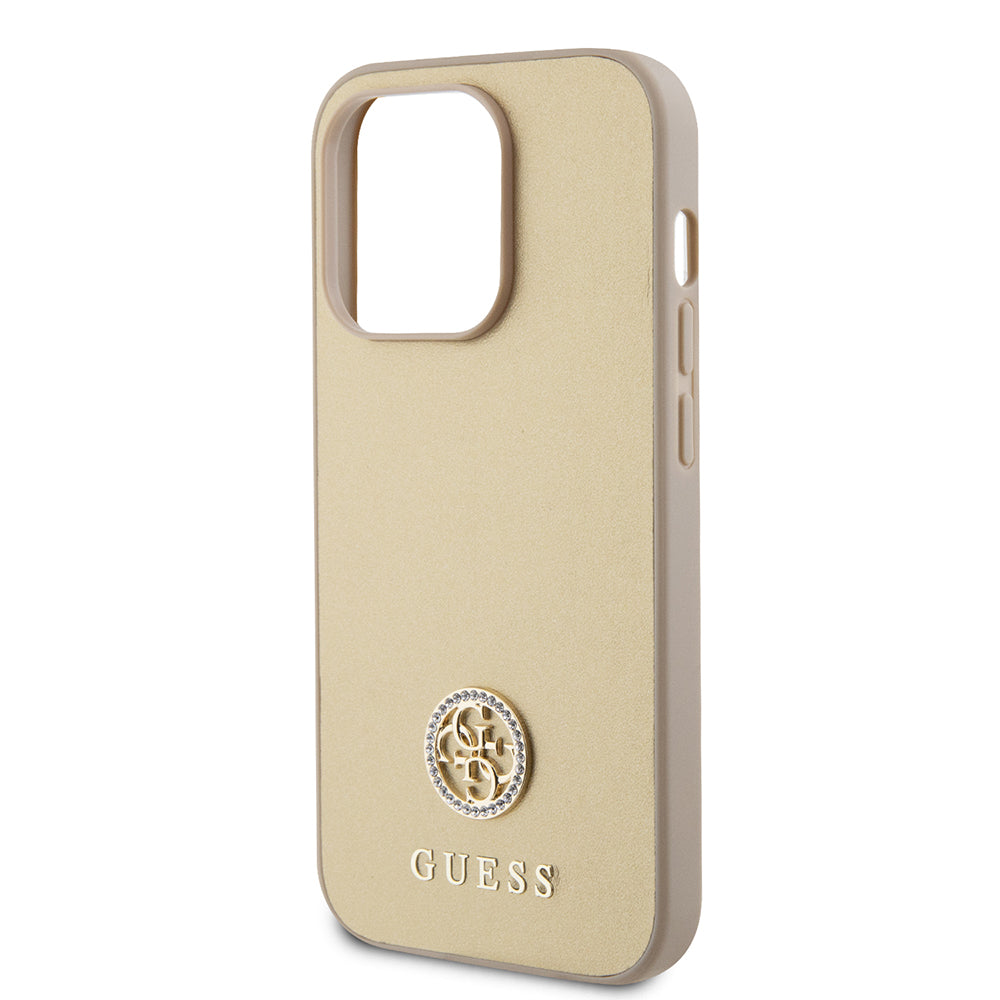 Husa pentru Apple iPhone 15 Pro Max, Guess, 4G Strass Metal Logo, Aurie