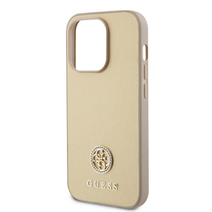 Husa pentru Apple iPhone 15 Pro Max, Guess, 4G Strass Metal Logo, Aurie