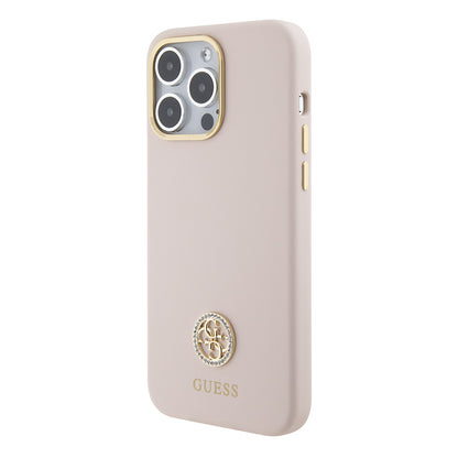 Husa pentru Apple iPhone 15 Pro Max, Guess, 4G Strass Metal Logo, Roz