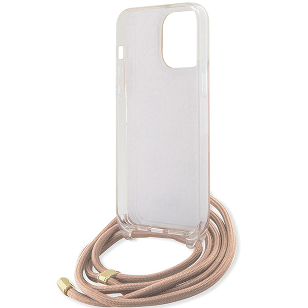 Husa pentru Apple iPhone 15 Pro Max, Guess, Crossbody Cord 4G Print, Roz