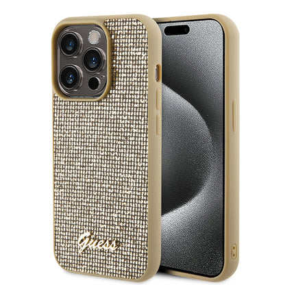 Husa pentru Apple iPhone 15 Pro Max, Guess, Disco Metal Script, Aurie