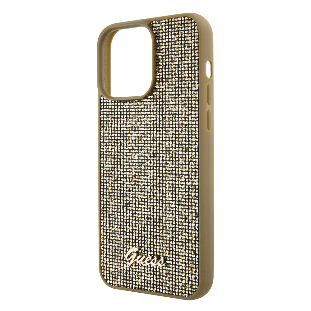 Husa pentru Apple iPhone 15 Pro Max, Guess, Disco Metal Script, Aurie