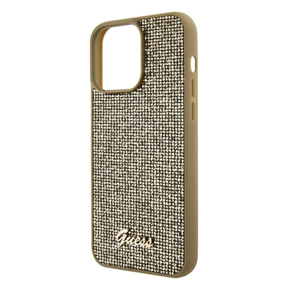Husa pentru Apple iPhone 15 Pro Max, Guess, Disco Metal Script, Aurie