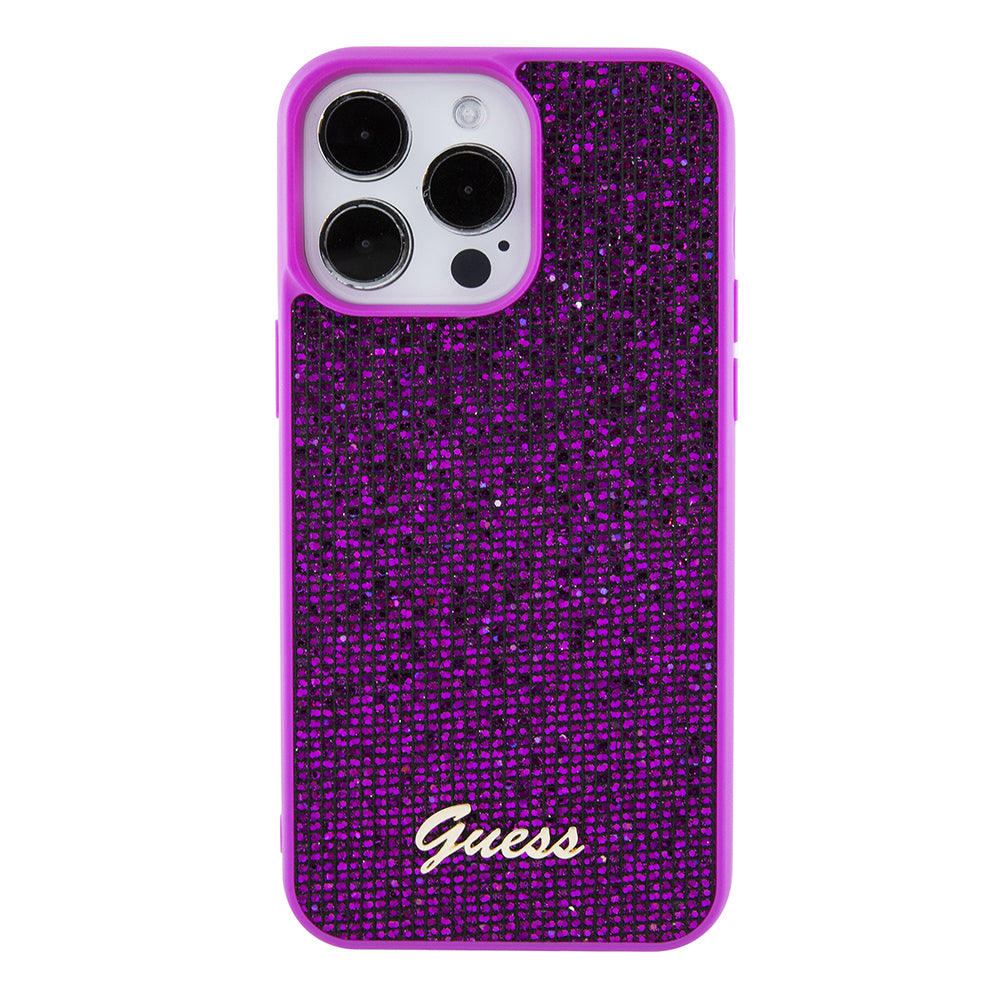 Husa pentru Apple iPhone 15 Pro Max, Guess, Disco Metal Script, Fucsia