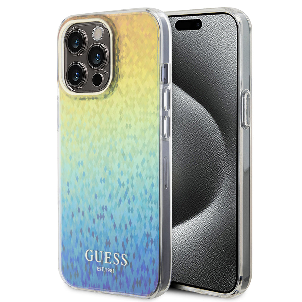 Husa pentru Apple iPhone 15 Pro Max, Guess, IML Faceted Mirror Disco Iridescent, Multicolor