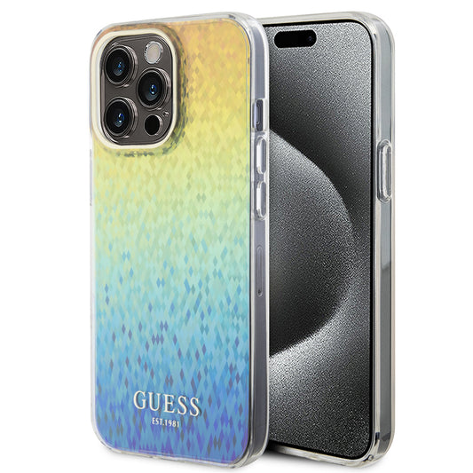 Husa pentru Apple iPhone 15 Pro Max, Guess, IML Faceted Mirror Disco Iridescent, Multicolor
