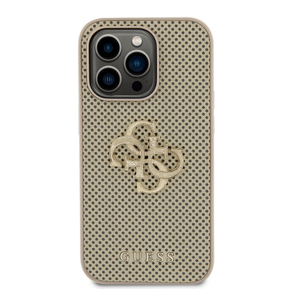 Husa pentru Apple iPhone 15 Pro Max, Guess, Perforated 4G, Aurie