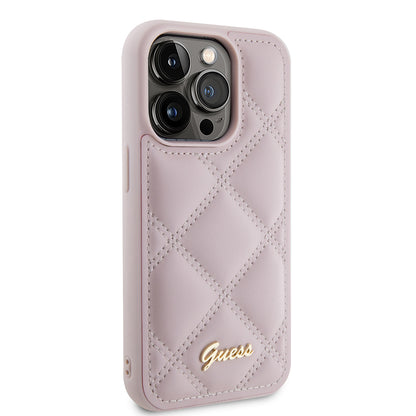 Husa pentru Apple iPhone 15 Pro Max, Guess, Quilted Metal Logo, Roz