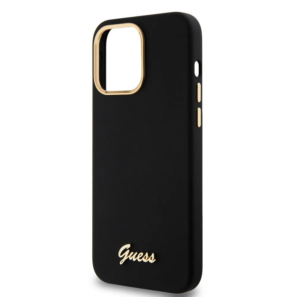 Husa pentru Apple iPhone 15 Pro Max, Guess, Script Metal Logo & Frame, Neagra