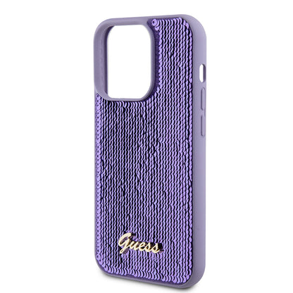 Husa pentru Apple iPhone 15 Pro Max, Guess, Sequin Script Metal, Mov