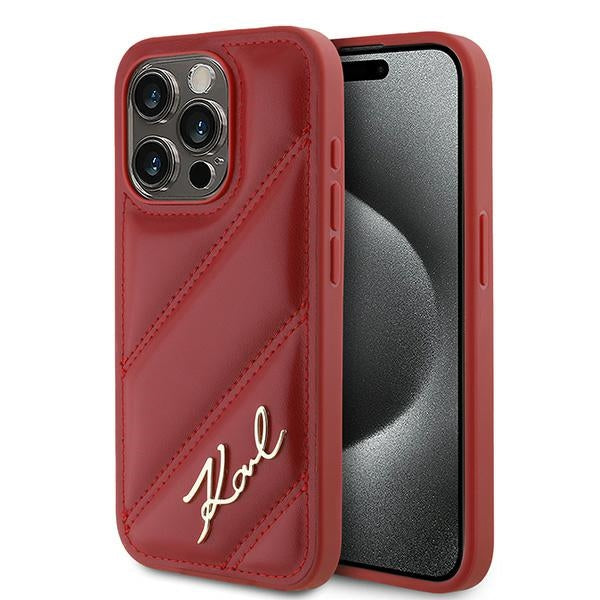 Husa pentru Apple iPhone 15 Pro Max, Karl Lagerfeld, Diagonal Quilted Script, Rosie