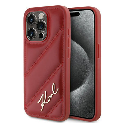 Husa pentru Apple iPhone 15 Pro Max, Karl Lagerfeld, Diagonal Quilted Script, Rosie