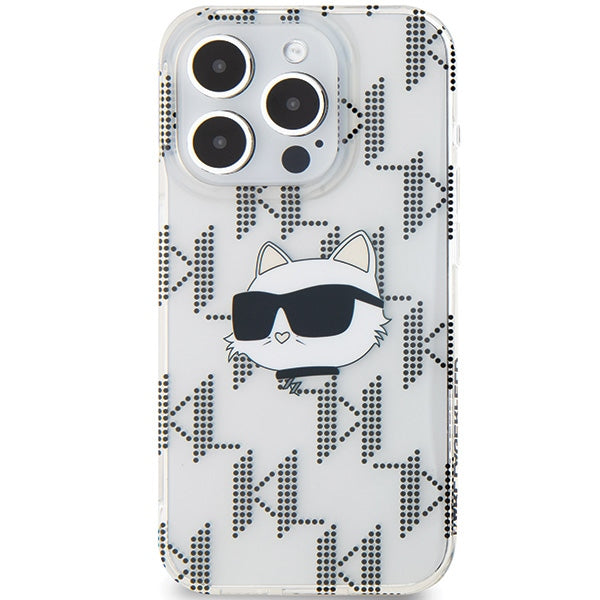 Husa pentru Apple iPhone 15 Pro Max, Karl Lagerfeld, IML Electroplated Choupette Head, Transparenta