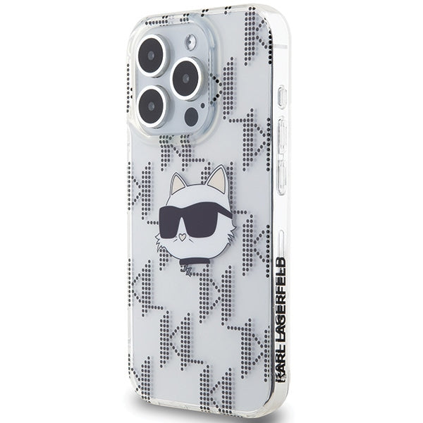 Husa pentru Apple iPhone 15 Pro Max, Karl Lagerfeld, IML Electroplated Choupette Head, Transparenta