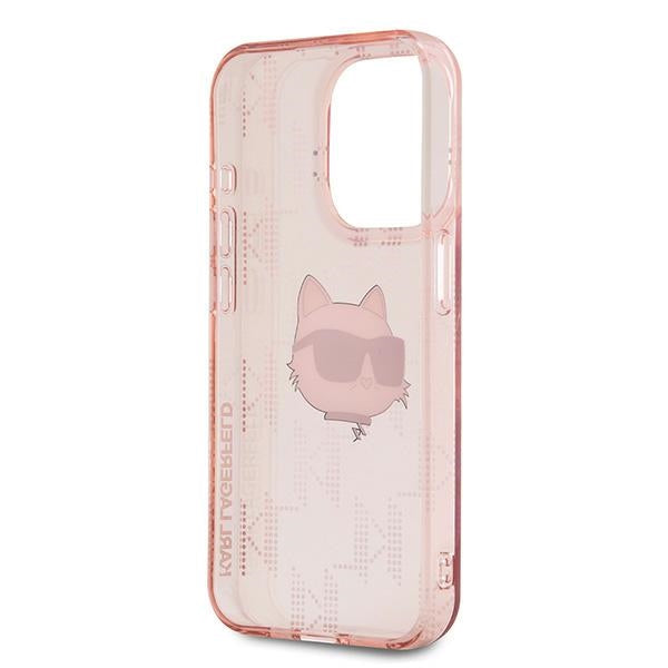 Husa pentru Apple iPhone 15 Pro Max, Karl Lagerfeld, IML Luxury Monogram Choupette's Head, Roz