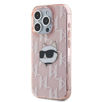 Husa pentru Apple iPhone 15 Pro Max, Karl Lagerfeld, IML Luxury Monogram Choupette's Head, Roz