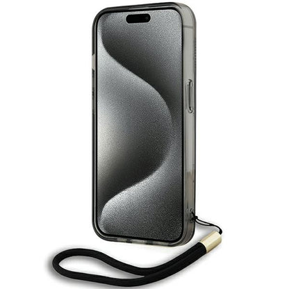 Husa pentru Apple iPhone 15 Pro Max, Karl Lagerfeld, IML Luxury Monogram KL Pattern with Strap, Neagra