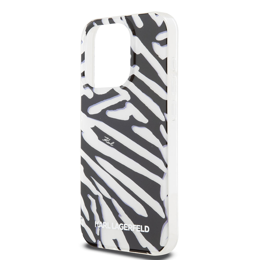 Husa pentru Apple iPhone 15 Pro Max, Karl Lagerfeld, IML Luxury Zebra Pattern with Strap, Neagra