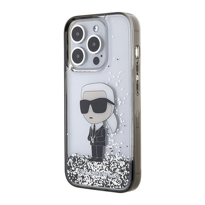 Husa pentru Apple iPhone 15 Pro Max, Karl Lagerfeld, Liquid Glitter Ikonik Karl, Transparenta