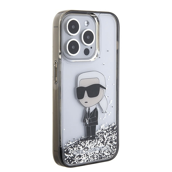 Husa pentru Apple iPhone 15 Pro Max, Karl Lagerfeld, Liquid Glitter Ikonik Karl, Transparenta