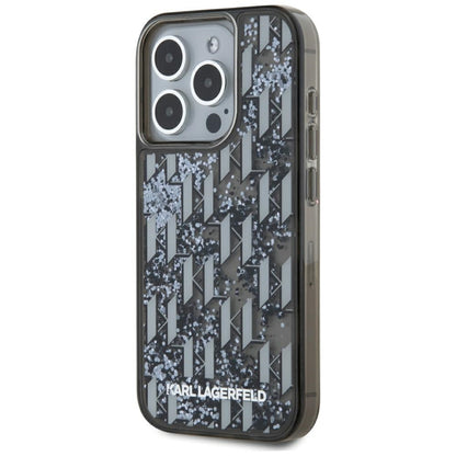 Husa pentru Apple iPhone 15 Pro Max, Karl Lagerfeld, Liquid Glitter Monogram, Neagra