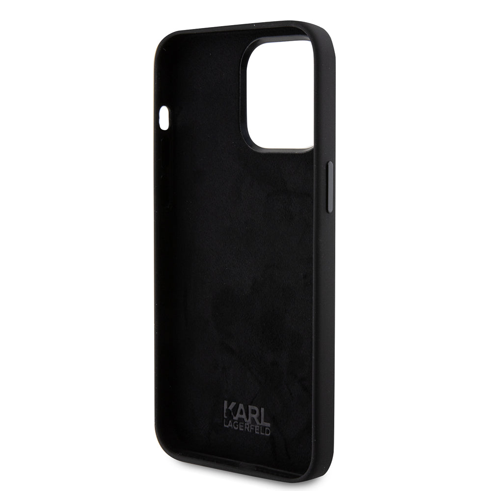 Husa pentru Apple iPhone 15 Pro Max, Karl Lagerfeld, Silicone Karl & Choupette Heads, Neagra