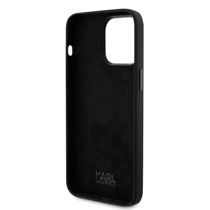Husa pentru Apple iPhone 15 Pro Max, Karl Lagerfeld, Silicone Karl & Choupette Heads, Neagra