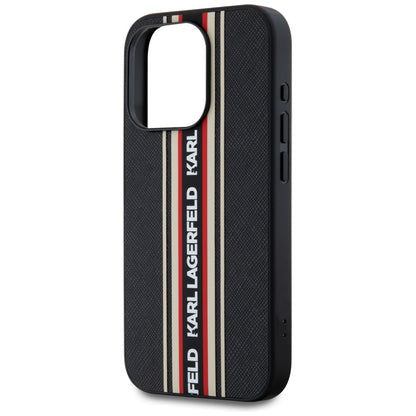 Husa pentru Apple iPhone 15 Pro Max, Karl Lagerfeld, Saffiano Athleisure Stripes with Strap, Rosie