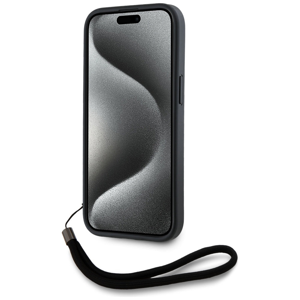 Husa pentru Apple iPhone 15 Pro Max, Karl Lagerfeld, Saffiano Athleisure Stripes with Strap, Rosie