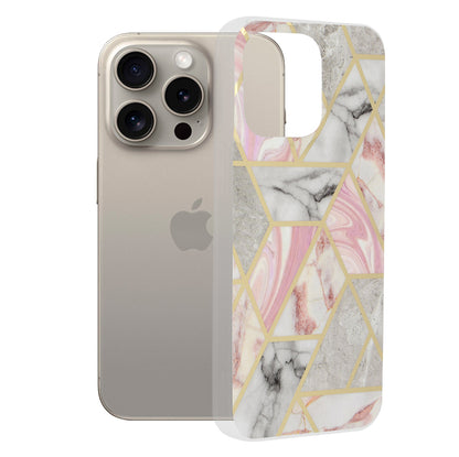 Husa pentru Apple iPhone 15 Pro Max, Techsuit, Marble, Roz