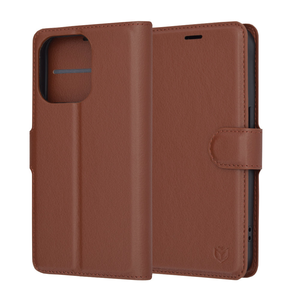 Husa pentru Apple iPhone 15 Pro, Techsuit, Leather Folio, Maro