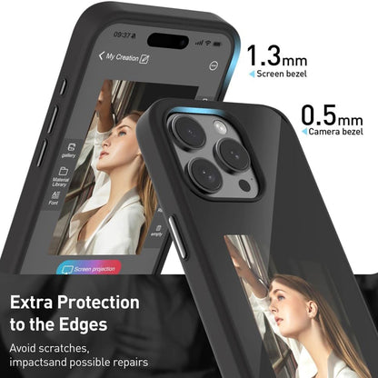 Husa pentru Apple iPhone 15 Pro, Techsuit, SmartScreen NFC, Neagra
