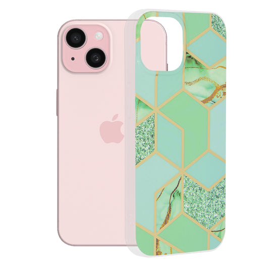 Husa pentru Apple iPhone 15, Techsuit, Marble, Verde