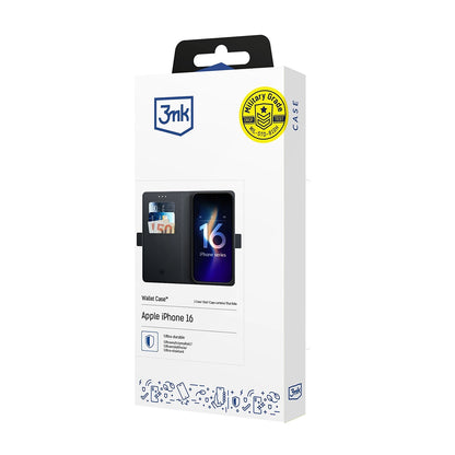 Husa pentru Apple iPhone 16, 3MK, Wallet, Neagra