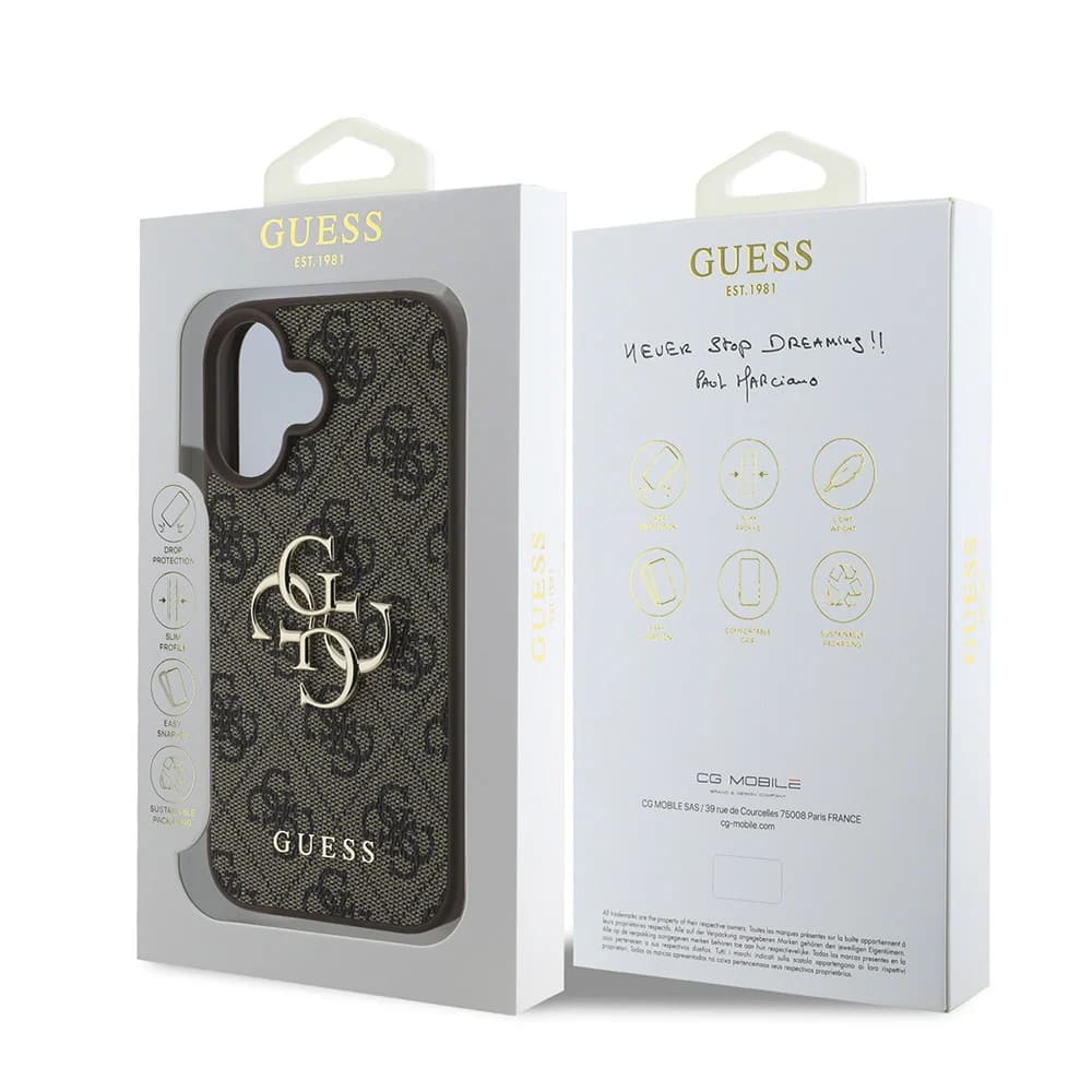 Husa pentru Apple iPhone 16, Guess, 4G Big Logo, Maro