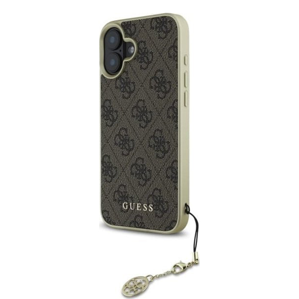 Husa pentru Apple iPhone 16, Guess, 4G Charm, Maro