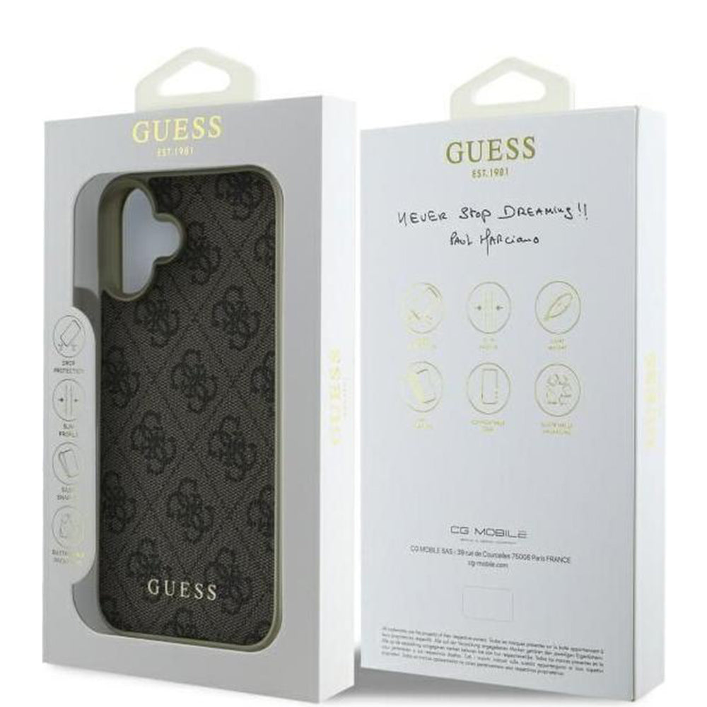 Husa pentru Apple iPhone 16, Guess, 4G Charm, Maro