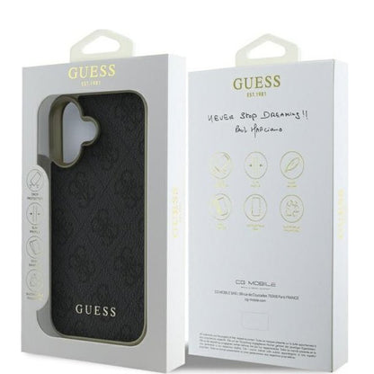 Husa pentru Apple iPhone 16, Guess, 4G Charm, Neagra