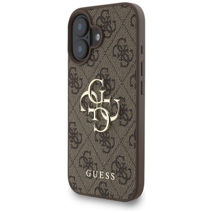 Husa pentru Apple iPhone 16, Guess, 4G Classic Logo with Strap, Maro