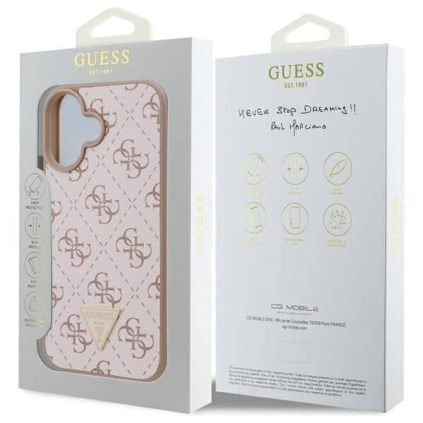 Husa pentru Apple iPhone 16, Guess, 4G Triangle Logo, Alba