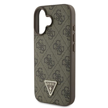 Husa pentru Apple iPhone 16, Guess, 4G Triangle Strass, Maro