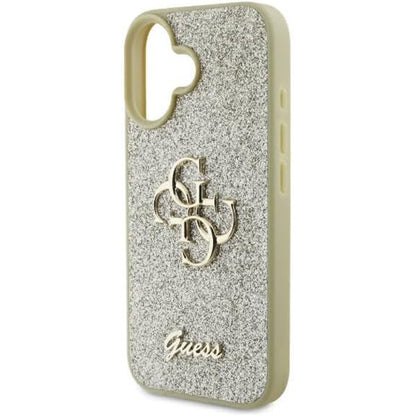 Husa pentru Apple iPhone 16, Guess, Fixed Glitter Big 4G, Aurie