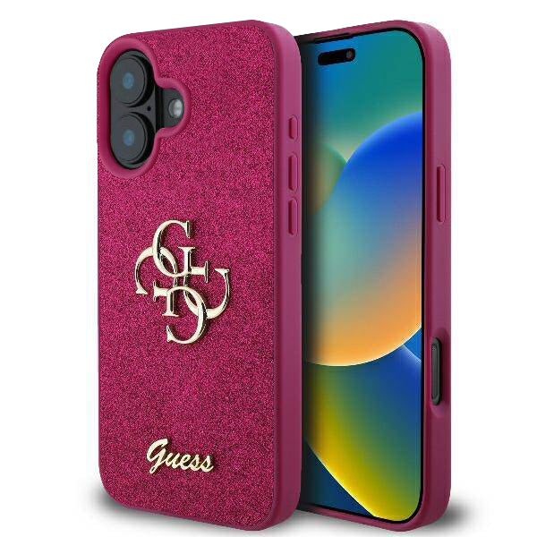 Husa pentru Apple iPhone 16, Guess, Fixed Glitter Big 4G, Mov