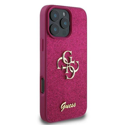 Husa pentru Apple iPhone 16, Guess, Fixed Glitter Big 4G, Mov