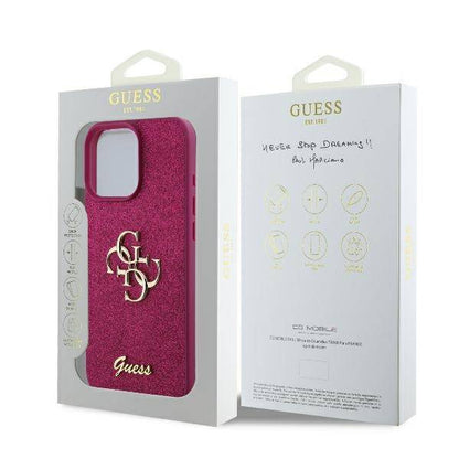 Husa pentru Apple iPhone 16, Guess, Fixed Glitter Big 4G, Mov