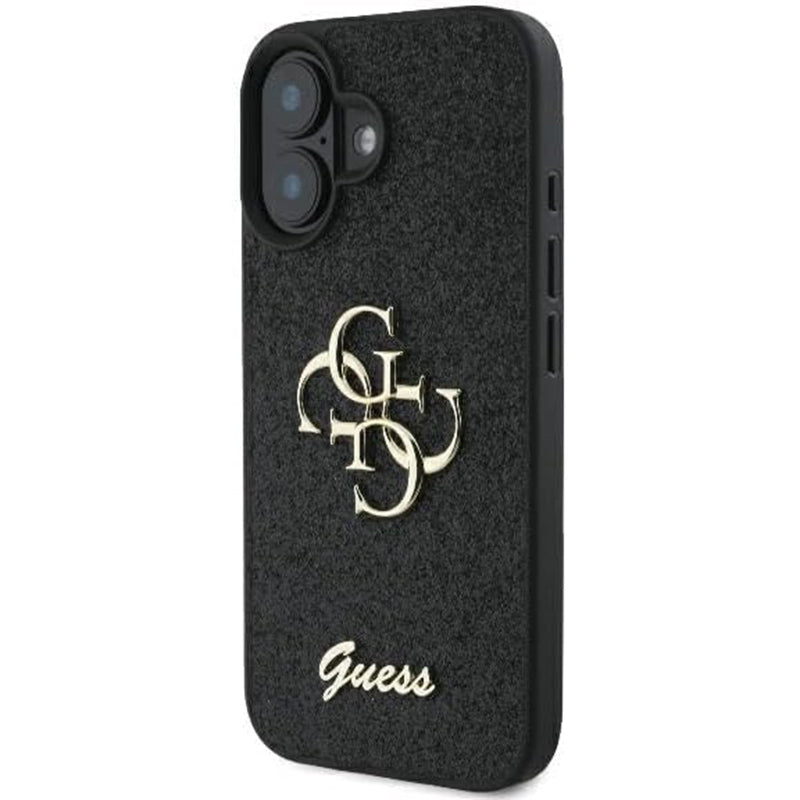 Husa pentru Apple iPhone 16, Guess, Fixed Glitter Big 4G, Neagra