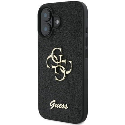 Husa pentru Apple iPhone 16, Guess, Fixed Glitter Big 4G, Neagra