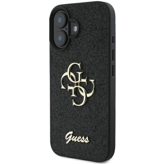 Husa pentru Apple iPhone 16, Guess, Fixed Glitter Big 4G, Neagra